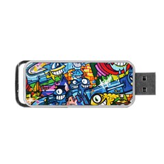 Graffiti Urban colorful graffiti cartoon fish Portable USB Flash (Two Sides)