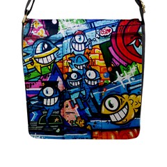 Graffiti Urban colorful graffiti cartoon fish Flap Closure Messenger Bag (L)