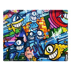 Graffiti Urban colorful graffiti cartoon fish Double Sided Flano Blanket (Large) 