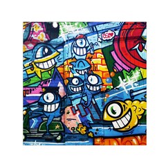 Graffiti Urban colorful graffiti cartoon fish Small Satin Scarf (Square)