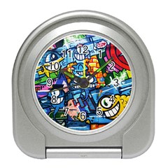 Graffiti Urban colorful graffiti cartoon fish Travel Alarm Clock