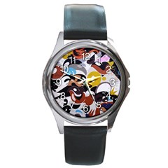 Graffiti Urban Colorful Graffiti City Wall Hip Hop Music Singers Round Metal Watch by genx