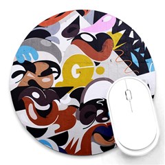 Graffiti Urban Colorful Graffiti City Wall Hip Hop Music Singers Round Mousepads by genx