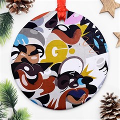 Graffiti Urban Colorful Graffiti City Wall Hip Hop Music Singers Ornament (round) by genx