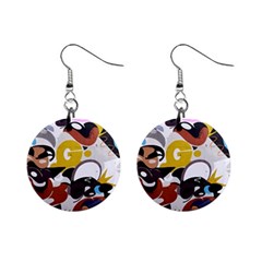 Graffiti Urban Colorful Graffiti City Wall Hip Hop Music Singers Mini Button Earrings by genx