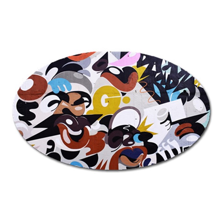 Graffiti Urban colorful graffiti city wall hip hop music singers Oval Magnet