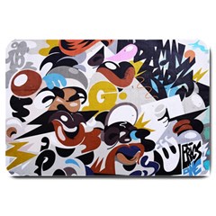 Graffiti Urban Colorful Graffiti City Wall Hip Hop Music Singers Large Doormat  by genx