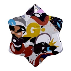 Graffiti Urban Colorful Graffiti City Wall Hip Hop Music Singers Snowflake Ornament (two Sides) by genx