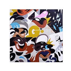 Graffiti Urban Colorful Graffiti City Wall Hip Hop Music Singers Small Satin Scarf (square) by genx