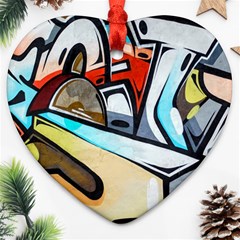 Blue Face King Graffiti Street Art Urban Blue And Orange Face Abstract Hiphop Ornament (heart) by genx