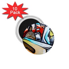 Blue Face King Graffiti Street Art Urban Blue And Orange Face Abstract Hiphop 1 75  Magnets (10 Pack)  by genx