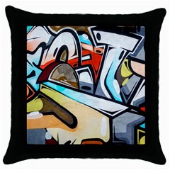 Blue Face King Graffiti Street Art Urban Blue And Orange Face Abstract Hiphop Throw Pillow Case (black) by genx