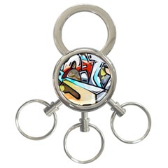 Blue Face King Graffiti Street Art Urban Blue And Orange Face Abstract Hiphop 3-ring Key Chains by genx