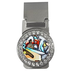 Blue Face King Graffiti Street Art Urban Blue And Orange Face Abstract Hiphop Money Clips (cz)  by genx