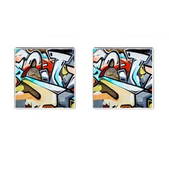 Blue Face King Graffiti Street Art Urban Blue And Orange Face Abstract Hiphop Cufflinks (square) by genx