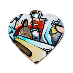 Blue Face King Graffiti Street Art Urban Blue And Orange Face Abstract Hiphop Dog Tag Heart (one Side) by genx