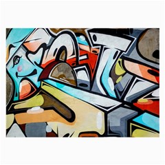 Blue Face King Graffiti Street Art Urban Blue And Orange Face Abstract Hiphop Large Glasses Cloth by genx