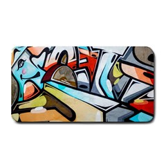 Blue Face King Graffiti Street Art Urban Blue And Orange Face Abstract Hiphop Medium Bar Mats by genx