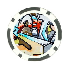 Blue Face King Graffiti Street Art Urban Blue And Orange Face Abstract Hiphop Poker Chip Card Guard by genx