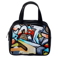 Blue Face King Graffiti Street Art Urban Blue And Orange Face Abstract Hiphop Classic Handbag (one Side) by genx