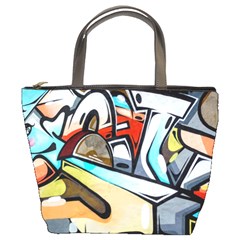 Blue Face King Graffiti Street Art Urban Blue And Orange Face Abstract Hiphop Bucket Bag by genx