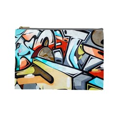 Blue Face King Graffiti Street Art Urban Blue And Orange Face Abstract Hiphop Cosmetic Bag (large) by genx