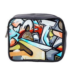 Blue Face King Graffiti Street Art Urban Blue And Orange Face Abstract Hiphop Mini Toiletries Bag (two Sides) by genx