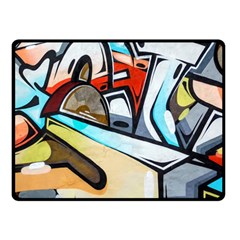 Blue Face King Graffiti Street Art Urban Blue And Orange Face Abstract Hiphop Fleece Blanket (small) by genx