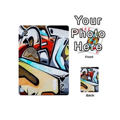 Blue Face King Graffiti Street Art Urban Blue And Orange Face Abstract Hiphop Playing Cards 54 (mini) by genx