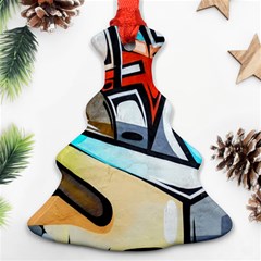 Blue Face King Graffiti Street Art Urban Blue And Orange Face Abstract Hiphop Christmas Tree Ornament (two Sides) by genx