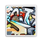 Blue Face King graffiti street art urban blue and orange face abstract hiphop Memory Card Reader (Square) Front