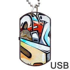 Blue Face King Graffiti Street Art Urban Blue And Orange Face Abstract Hiphop Dog Tag Usb Flash (two Sides) by genx