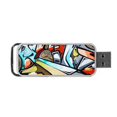 Blue Face King Graffiti Street Art Urban Blue And Orange Face Abstract Hiphop Portable Usb Flash (one Side) by genx