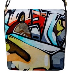 Blue Face King Graffiti Street Art Urban Blue And Orange Face Abstract Hiphop Flap Closure Messenger Bag (s) by genx