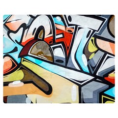 Blue Face King Graffiti Street Art Urban Blue And Orange Face Abstract Hiphop Double Sided Flano Blanket (medium)  by genx