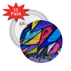 Urban Colorful Graffiti Brick Wall Industrial Scale Abstract Pattern 2 25  Buttons (10 Pack)  by genx