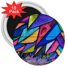 Urban Colorful Graffiti Brick Wall Industrial Scale Abstract Pattern 3  Magnets (10 Pack)  by genx