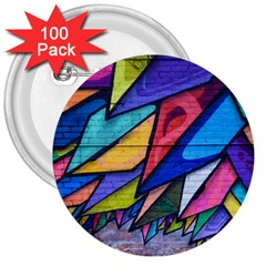 Urban Colorful Graffiti Brick Wall Industrial Scale Abstract Pattern 3  Buttons (100 Pack)  by genx