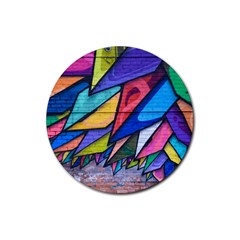 Urban Colorful Graffiti Brick Wall Industrial Scale Abstract Pattern Rubber Round Coaster (4 Pack)  by genx