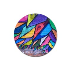 Urban Colorful Graffiti Brick Wall Industrial Scale Abstract Pattern Magnet 3  (round) by genx