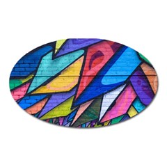 Urban Colorful Graffiti Brick Wall Industrial Scale Abstract Pattern Oval Magnet by genx