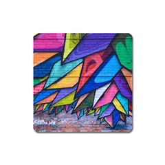 Urban Colorful Graffiti Brick Wall Industrial Scale Abstract Pattern Square Magnet by genx