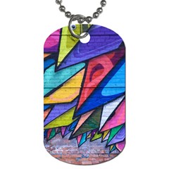 Urban Colorful Graffiti Brick Wall Industrial Scale Abstract Pattern Dog Tag (one Side) by genx