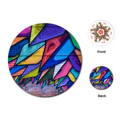 Urban Colorful Graffiti Brick Wall Industrial Scale Abstract Pattern Playing Cards (round) by genx