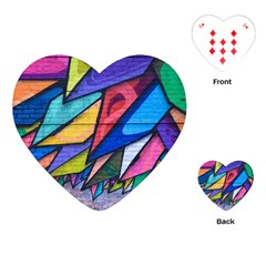 Urban Colorful Graffiti Brick Wall Industrial Scale Abstract Pattern Playing Cards (heart) by genx