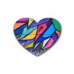 Urban Colorful Graffiti Brick Wall Industrial Scale Abstract Pattern Heart Coaster (4 Pack)  by genx