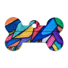 Urban Colorful Graffiti Brick Wall Industrial Scale Abstract Pattern Dog Tag Bone (two Sides) by genx