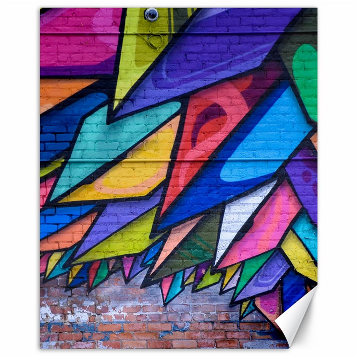 Urban colorful graffiti brick wall industrial scale abstract pattern Canvas 11  x 14 