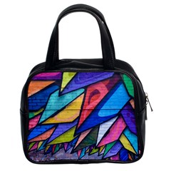 Urban Colorful Graffiti Brick Wall Industrial Scale Abstract Pattern Classic Handbag (two Sides) by genx