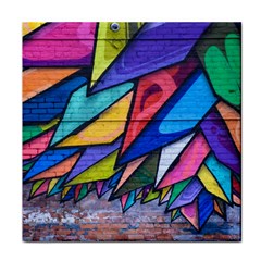 Urban Colorful Graffiti Brick Wall Industrial Scale Abstract Pattern Face Towel by genx